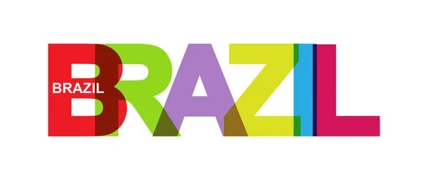 Цветной баннер с названием страны Бразилия. Плоский дизайн — стоковый вектор