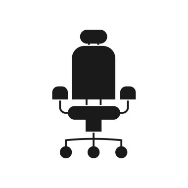 Başlıklı, dolgulu, düz dizaynlı ofis koltuğu simgesi