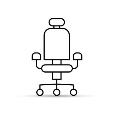 Başlıklı ofis koltuğu simgesi, kontür çizgileri, düz tasarım