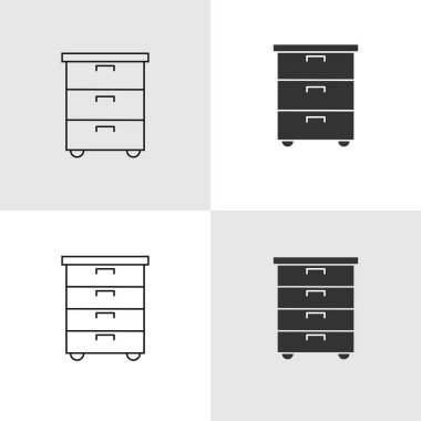 Logo için ofis tabloları olan doğrusal ve siluet simgeleri kümesi, 