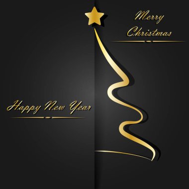 Mutlu Noeller ve mutlu yıllar. Altın hudutlu Noel ağacı