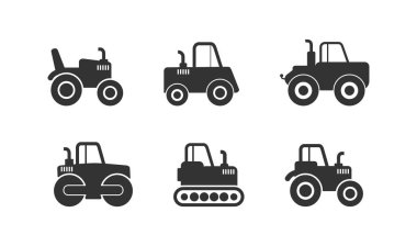 İnşaat ekipmanı simgeleri ayarlandı, düz dizayn.