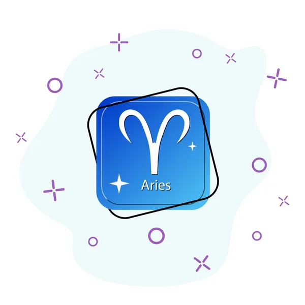 Blauer Knopf mit Sternzeichen aries Symbol — Stockvektor