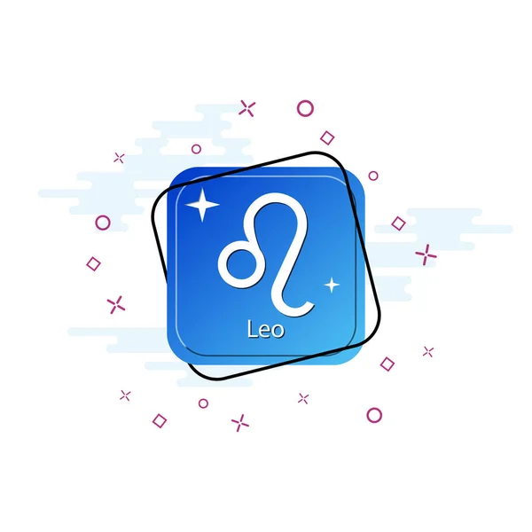 Botão azul com o símbolo signo do zodíaco Leo —  Vetores de Stock