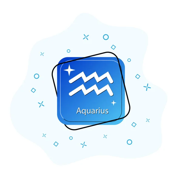 Botão azul com símbolo do zodíaco Aquarius —  Vetores de Stock