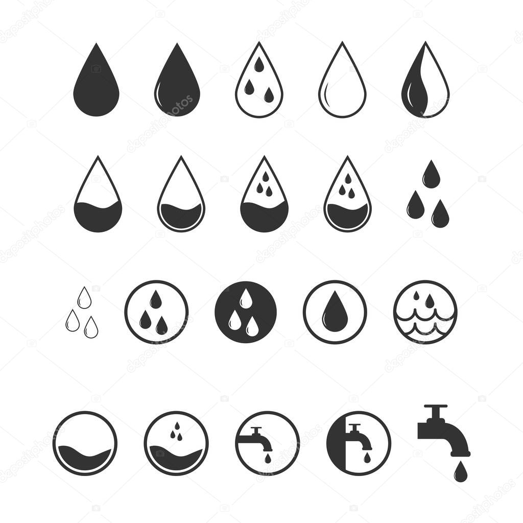 Set of water icons for various purposes.