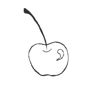 Doodle tarzında kiraz. Koleksiyon defteri ya da boyama kitapları için düz tasarım, beyaz bir grupta izole edilmiş