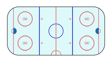 Hokey sahası. Çizimsel bir illüstrasyonun vektör illüstrasyonu, düz biçim