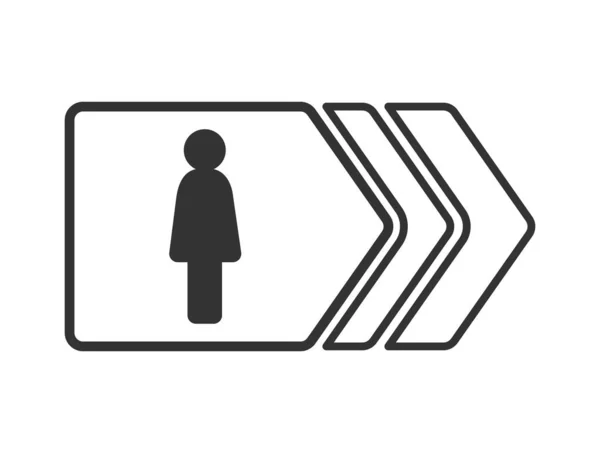 白い背景に孤立した女性のシルエットのサインポスト — ストックベクタ