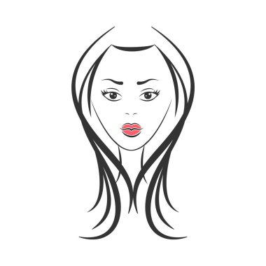 Beyaz bir arkaplanda izole edilmiş bir kızın vektör yüzü