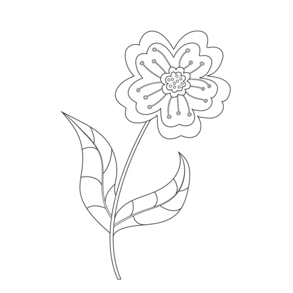 Beyaz Arka Planda Izole Edilmiş Bir Çiçeğin Ana Hatları Boyama — Stok Vektör