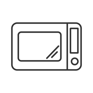 Mikrodalga fırının basit vektör simgesi. Web siteleri, uygulamalar, çıkartmalar ve çıkartmalar için özet çizimi beyaz bir arkaplanda izole edildi