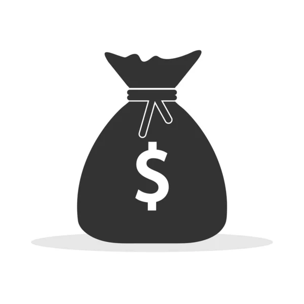 Bolsa Dinero Icono Plano Simple Aislado Fondo Blanco — Vector de stock