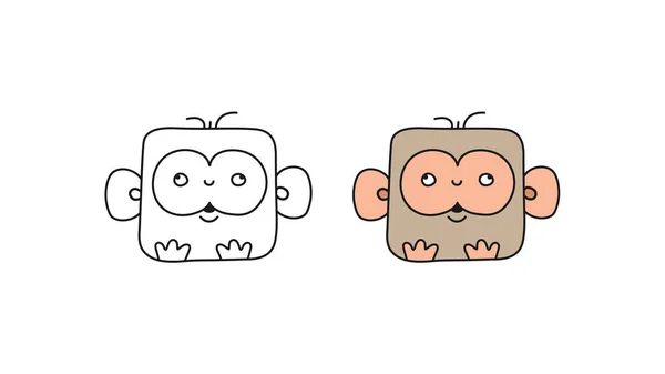 Sevimli Bebek Maymunlar Boyama Kitapları Yapıştırma Defterleri Çıkartmalar Için Beyaz — Stok Vektör