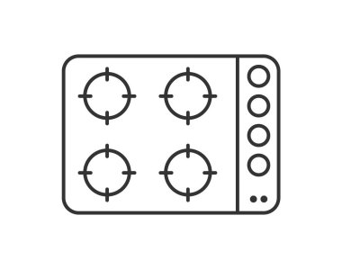 Gaz, elektrikli soba ya da yemek pişirme yüzeyinin basit vektör simgesi. Web siteleri, uygulamalar, çıkartmalar ve çıkartmalar için özet çizimi beyaz bir arkaplanda izole edildi
