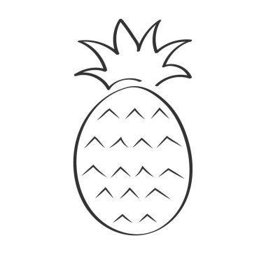 Hatıra defteri, boyama kitapları, tema tasarımı, beyaz arkaplanda izole edilmiş ananas çizimi