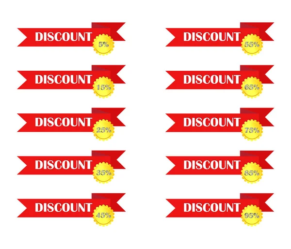 Set Casete Cuvinte Discount Interes Pentru Magazin Comerț Afaceri Design — Vector de stoc