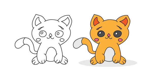 Lindo Gatito Dibujos Animados Para Niños Set Para Scrapbooking Bordado — Vector de stock