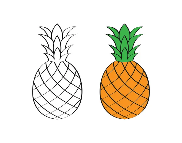 Zestaw Wektorowych Ilustracji Ananasa Scrapbookingu Kolorowanki Projekt Tematu Izolowane Białym — Wektor stockowy