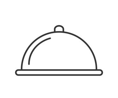 Marmite veya Cloche. Basit vektör simgesi. Web siteleri, uygulamalar, çıkartmalar ve çıkartmalar için özet çizimi beyaz bir arkaplanda izole edildi