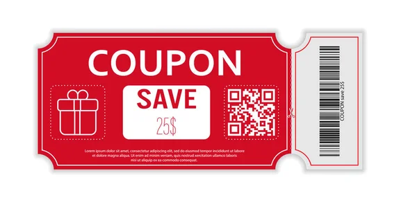 Coupon Con Vero Codice Barre Code Cento Sconto Sulla Vendita — Vettoriale Stock