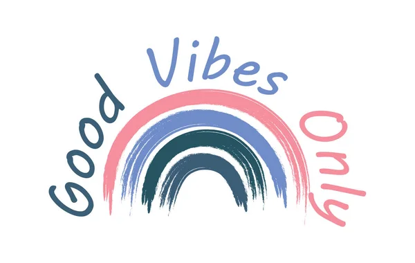 Good Vibes Only 배경에 플래카드 포스터 티셔츠 디자인 — 스톡 벡터