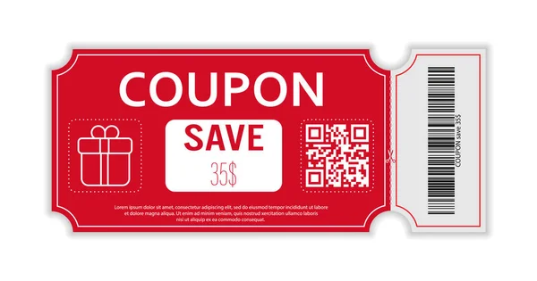 Coupon Con Vero Codice Barre Code Cento Sconto Sulla Vendita — Vettoriale Stock