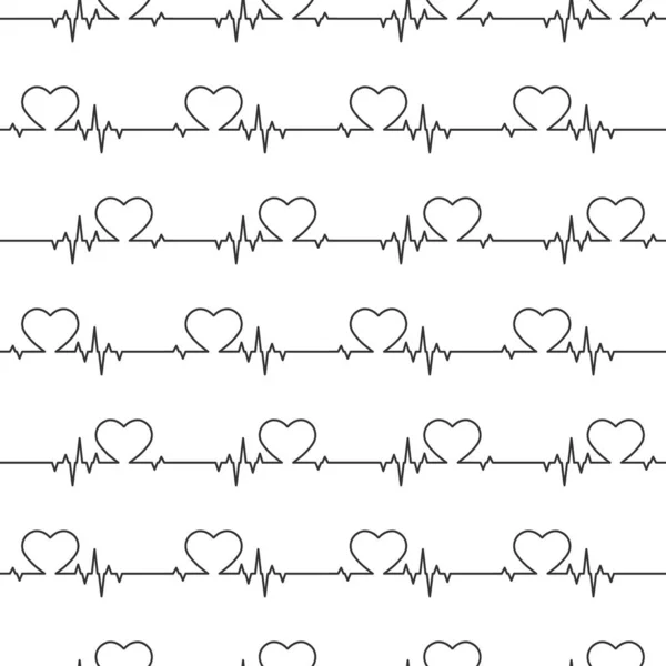 Pola Jantung Dan Denyut Kardiogram Yang Tak Beraturan Untuk Tekstur - Stok Vektor