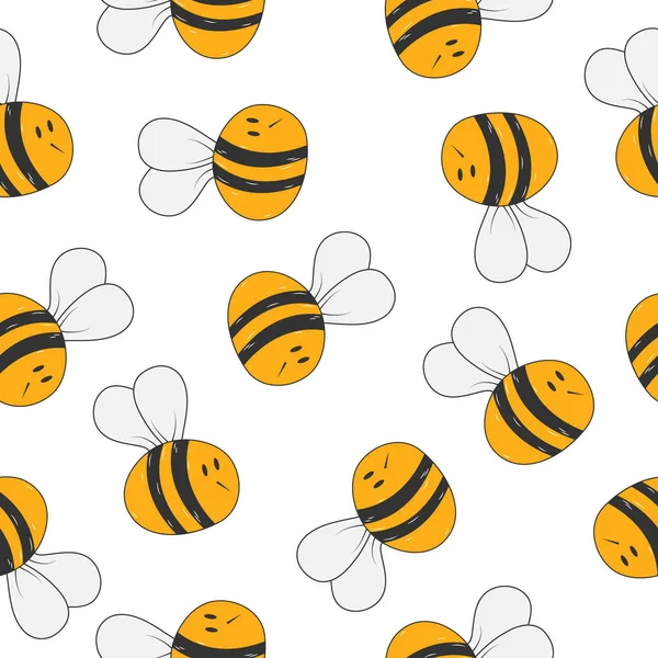 Zökkenőmentes Méhek Mintázata Textil Csomagolás Textúra Egyszerű Háttér Számára — Stock Vector