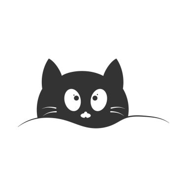 Şirin bir kedinin ağzı. Basit tasarım beyaz arkaplanda izole edildi