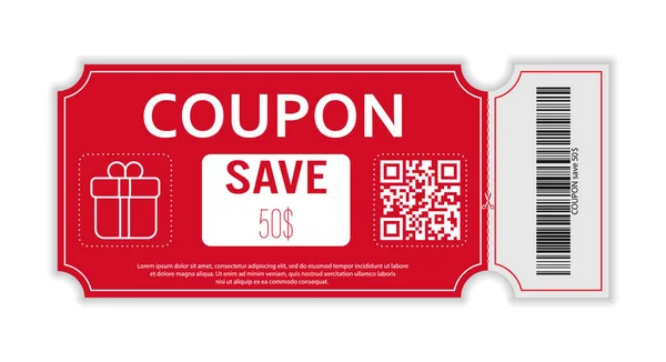 Coupon Con Vero Codice Barre Code Cento Sconto Sulla Vendita — Vettoriale Stock