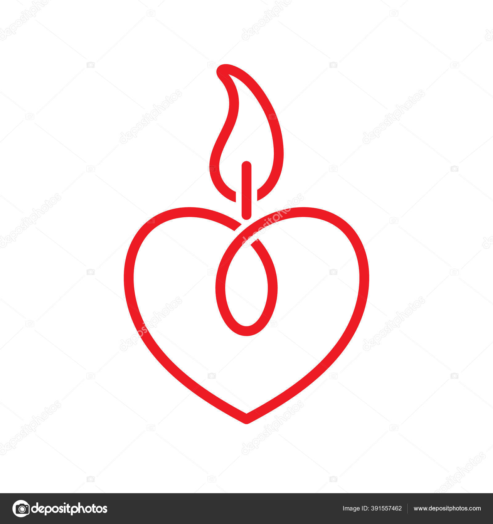 Heart Candle Stickers Labels Banners Simple Vector Illustration