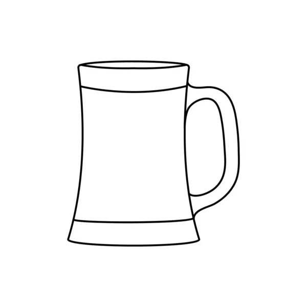 Uma Caneca Cerveja Esboço Vazio Estilo Simples Isolado Fundo Branco — Vetor de Stock