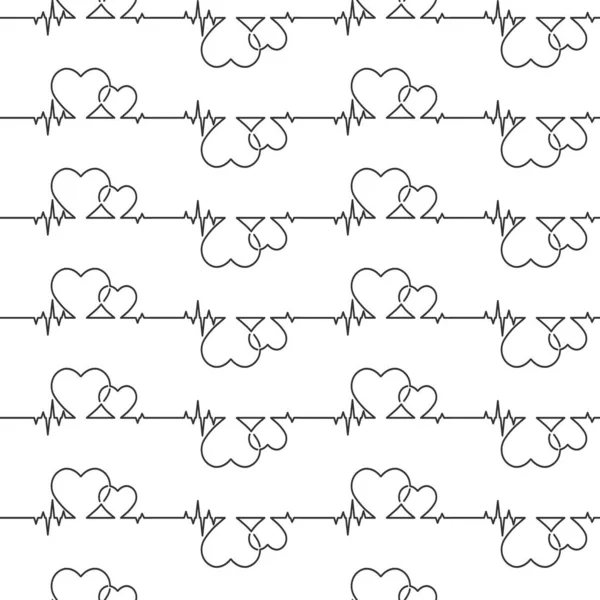 Modèle Sans Couture Pouls Cardiaque Cardiogramme Pour Texture Textiles Milieux — Image vectorielle