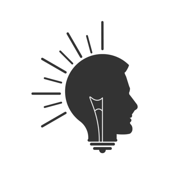 灯泡与人的头部轮廓相结合 隐喻的形成思想 创造性的人 平整设计 — 图库矢量图片