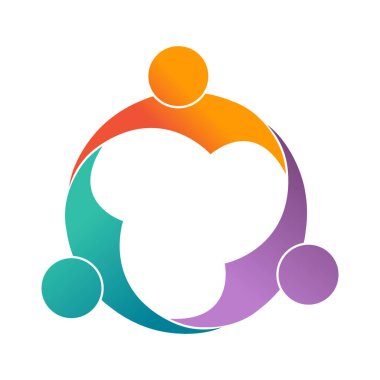 Takım çalışması, sosyal topluluk, ya da bir grup arkadaş. Beyaz arkaplanda izole edilmiş afişler ve giysiler için vektör illüstrasyonu