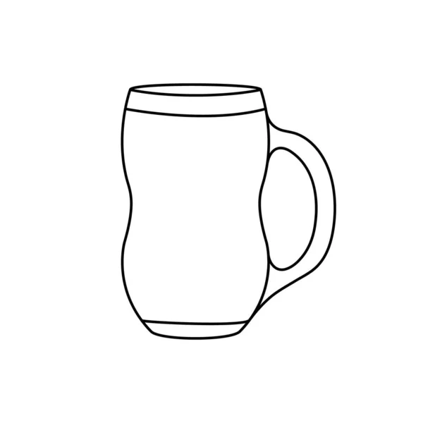 Uma Caneca Cerveja Esboço Vazio Estilo Simples Isolado Fundo Branco — Vetor de Stock