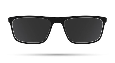 Siyah çerçeveli koyu güneş gözlüğü, beyaz arka planda izole edilmiş.