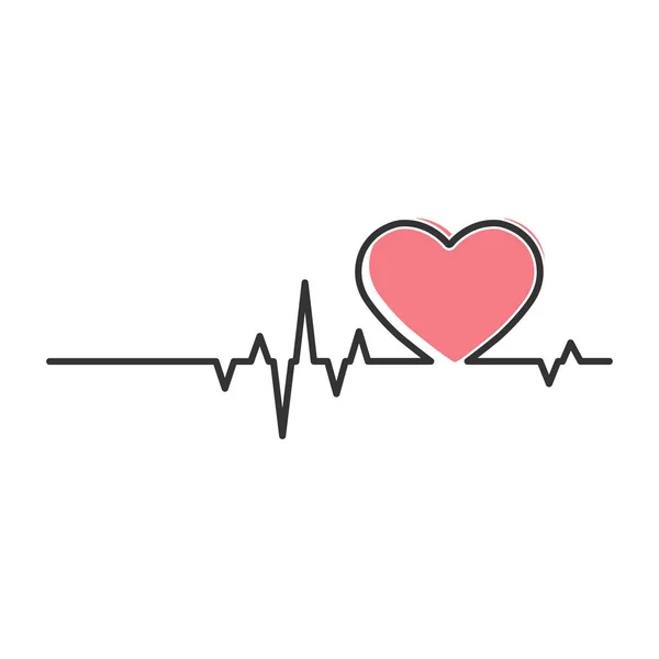 Pulso Cardíaco Cardiograma Ilustração Vetor Contorno Isolado Fundo Branco — Vetor de Stock