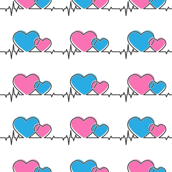 Modello Senza Cuciture Impulsi Cardiografici Cardiografici Texture Tessuti Sfondi Semplici — Vettoriale Stock