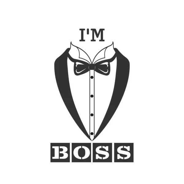 格式化的题词我是Boss和一件裁衣 白色背景下的横幅 服装和主题设计的矢量插图 — 图库矢量图片