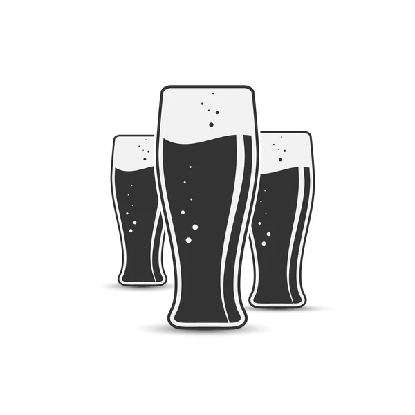 Tres Vasos Cerveza Para Pegatinas Banderas Logotipos Pegatinas Diseño Temático — Archivo Imágenes Vectoriales