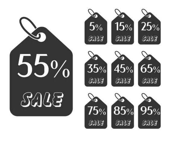Set Stickers Percentage Discount Stickers Labels Banners Simple Vector Illustration — Stock Vector