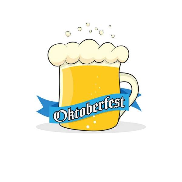 Κούπα Μπύρας Κορδέλα Και Ετικέτα Oktoberfest Για Αυτοκόλλητα Πανό Λογότυπα — Διανυσματικό Αρχείο