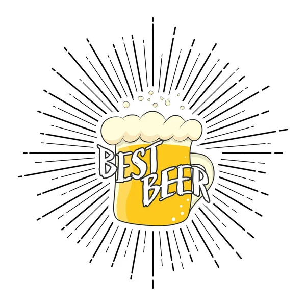 머그에 Best Beer 글귀가 스티커 스티커 디자인에 경례가 일러스트 — 스톡 벡터