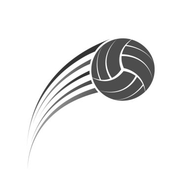Voleybol uçuyor. Beyaz bir arka grupta izole edilmiş bir simge, etiket, etiket veya logo için vektör illüstrasyonu