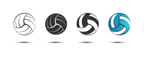 Conjunto Bolas Voleibol Contornos Vacíos Llenos Ilustración Vectorial Para Icono — Vector de stock