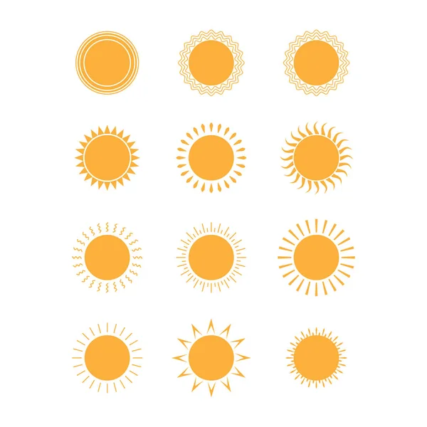 Soleil Ensemble Icônes Collection Éléments Solaires Colorés Pour Autocollants Autocollants — Image vectorielle