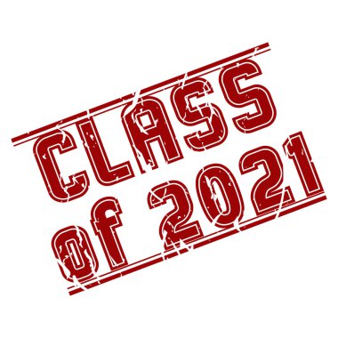 2021 Pul Sınıfı, beyaz bir arka planda sürtünme ile. Grunge tarzı. Vektör illüstrasyonu