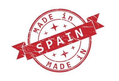 İspanya 'da beyaz bir grupta izole edilmiş, üzerinde yazı olan bir mühür izi.